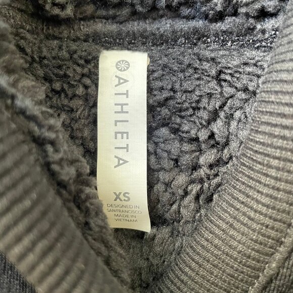 Athleta Hoodie Sweatshirt Womens XS Black Solstice Reversible Sherpa Pullover - Picture 10 of 13